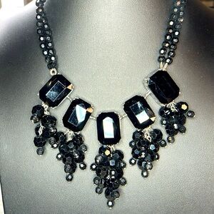 Talbots Black Beaded Statement Necklace